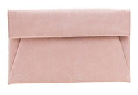 Pink Faux Croc Envelop Crossbody Clutch Purse with Detachable Chain