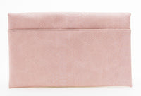 Pink Faux Croc Envelop Crossbody Clutch Purse with Detachable Chain